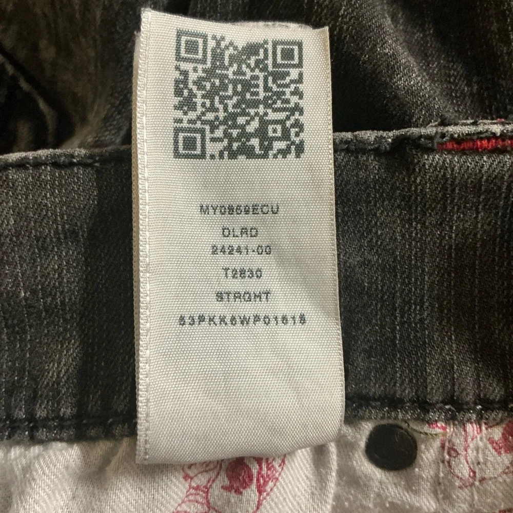 True Religion Men's Black Acid-Wash Slim Straight‎ Jeans size 30X31